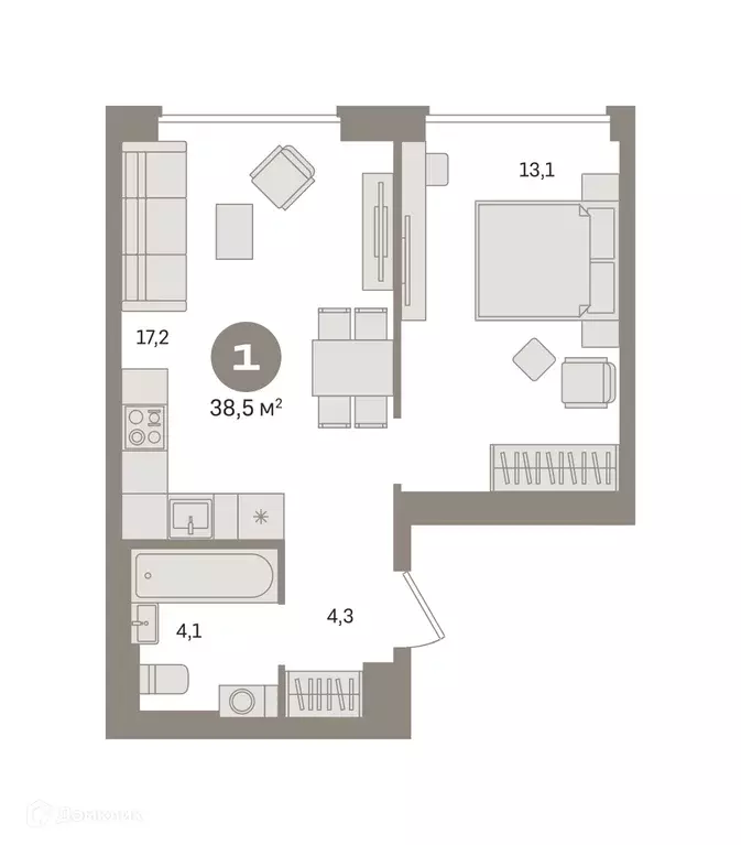 Продаётся 1-к квартира, 38.54 м - Фото 0