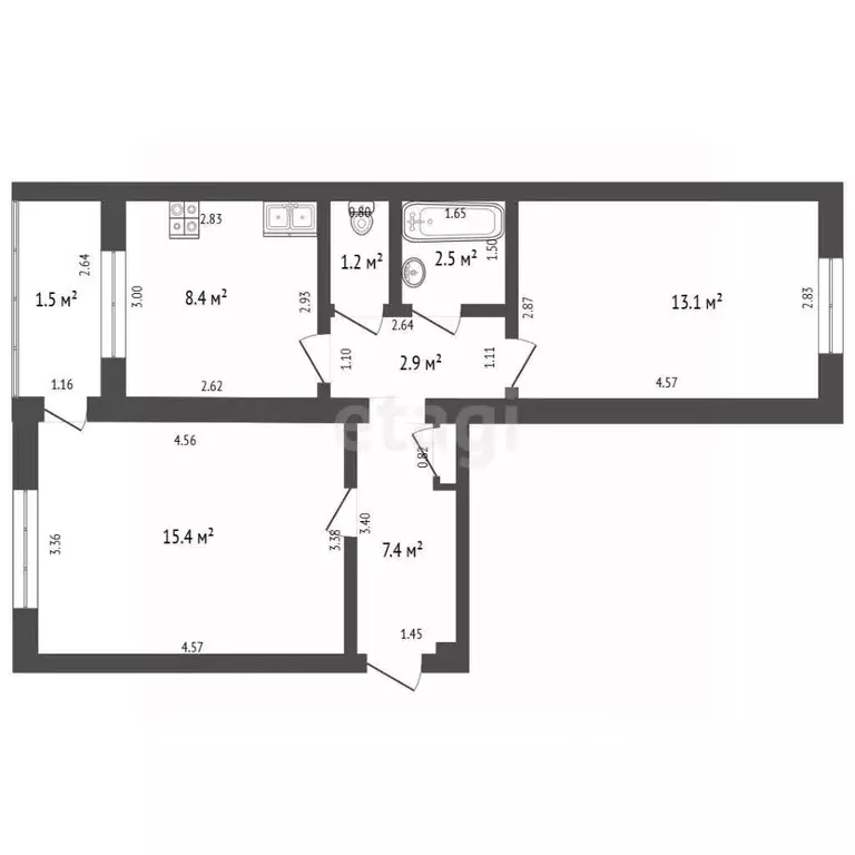 2-к кв. Башкортостан, Стерлитамак просп. Ленина, 26Б (48.4 м) - Фото 1
