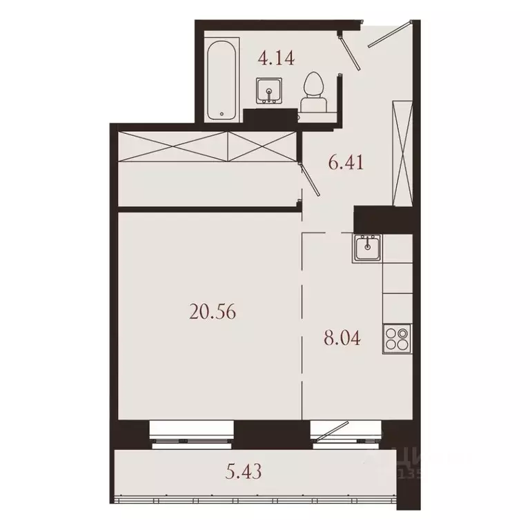 1-к кв. Иркутская область, Иркутск Советская ул., 115/1 (44.58 м) - Фото 1