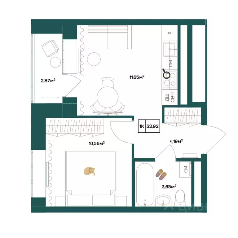 1-к кв. Удмуртия, Глазов  (32.92 м) - Фото 1