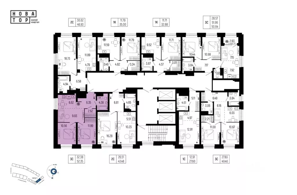 3-к кв. Башкортостан, Уфа Глумилино-1 мкр, Новатор жилой комплекс ... - Фото 2