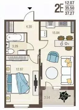 1-к кв. Курская область, Курск просп. Надежды Плевицкой, 27 (35.0 м) - Фото 2