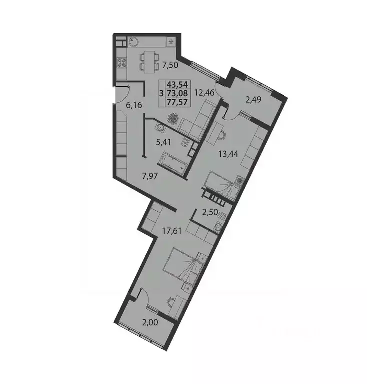 2-к кв. Краснодарский край, Динская ст-ца ул. Спортивная, 2А (77.57 м) - Фото 0