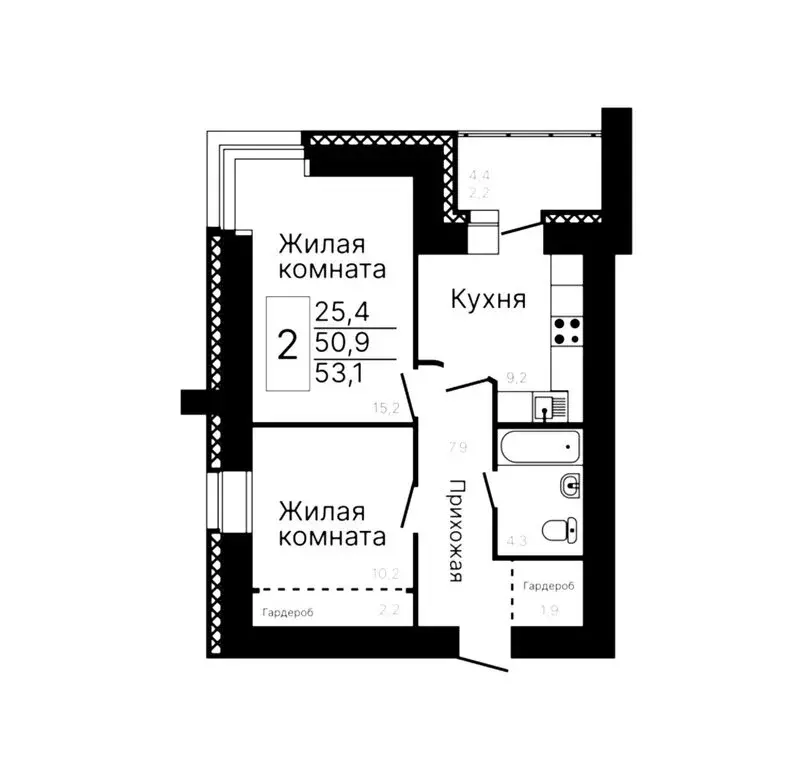 2-комнатная квартира: Благовещенск, Рабочая улица, 60 (53.1 м) - Фото 0