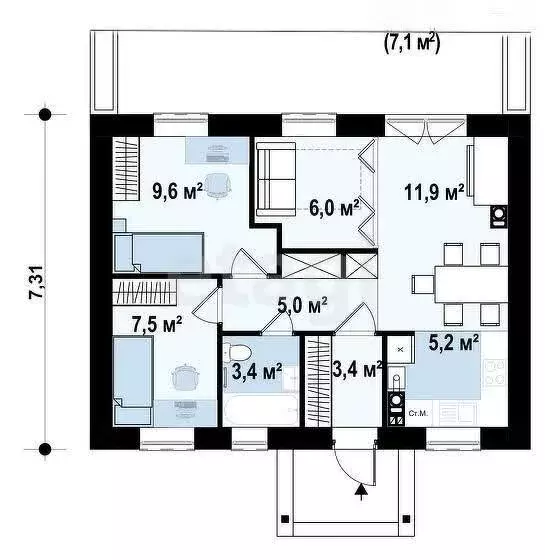 Дом в Ленино, Цветочная улица, 12 (52 м) - Фото 1