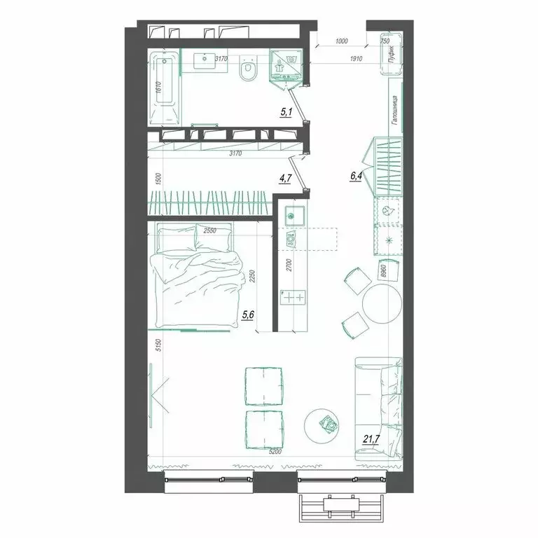 1-комнатная квартира: Владивосток, улица Невельского, 4с2 (44.5 м) - Фото 2