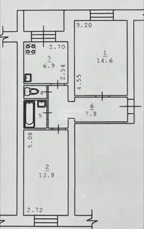 2-к кв. Вологодская область, Вологда Воркутинская ул., 2 (46.3 м) - Фото 1