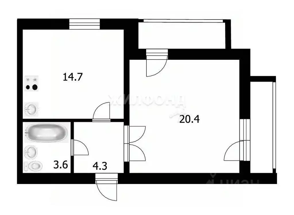 1-к кв. Новосибирская область, Новосибирск ул. Тимирязева, 93 (43.0 м) - Фото 0