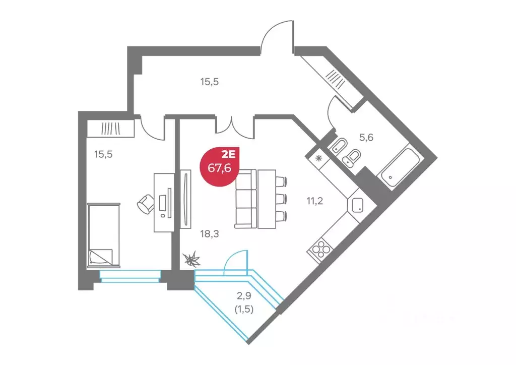 2-к кв. Пермский край, Пермь Советская ул., 16 (67.6 м) - Фото 1