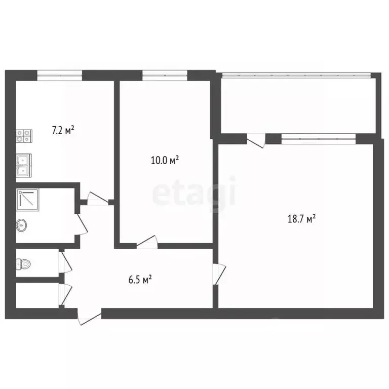 2-к кв. Санкт-Петербург ул. Сикейроса, 21К1 (45.7 м) - Фото 2