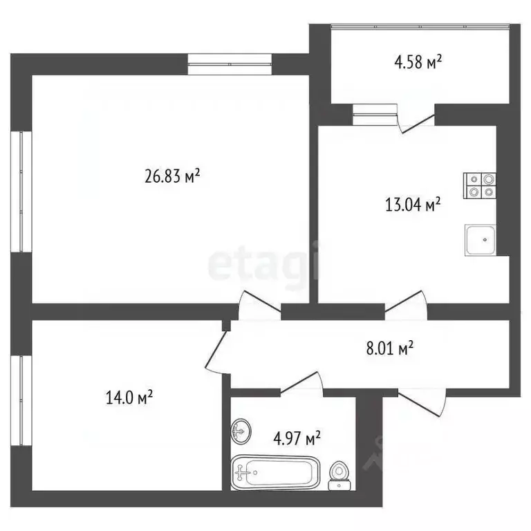 2-к кв. Калининградская область, Калининград ул. Маршала Жукова, 6 ... - Фото 2