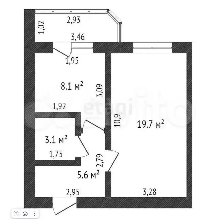 1-к. квартира, 38 м, 5/9 эт. - Фото 0
