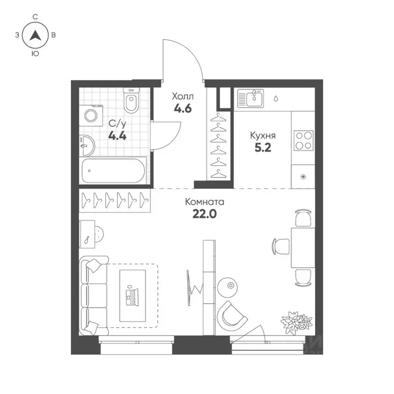 Студия Свердловская область, Екатеринбург Солнечный жилрайон,  (36.2 ... - Фото 1