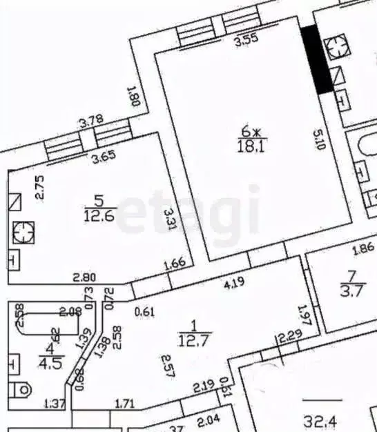 3-к кв. Калининградская область, Калининград Ганзейский пер., 6 (77.0 ... - Фото 2