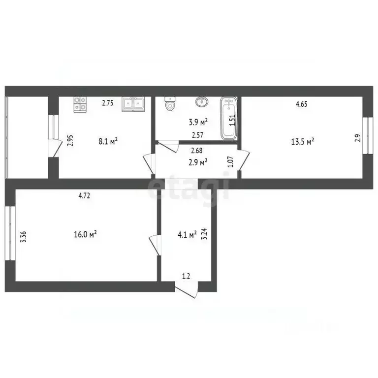 2-к кв. Хабаровский край, Солнечный рп ул. Геологов, 20А (48.5 м) - Фото 1
