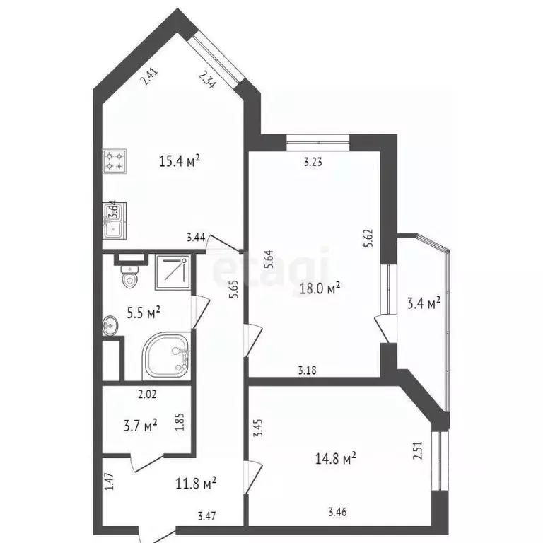 2-к кв. Санкт-Петербург Белградская ул., 26к9 (69.2 м) - Фото 0