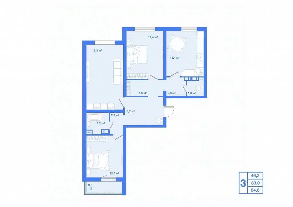3-к кв. Воронежская область, Новоусманский район, пос. Отрадное, Новое ... - Фото 1