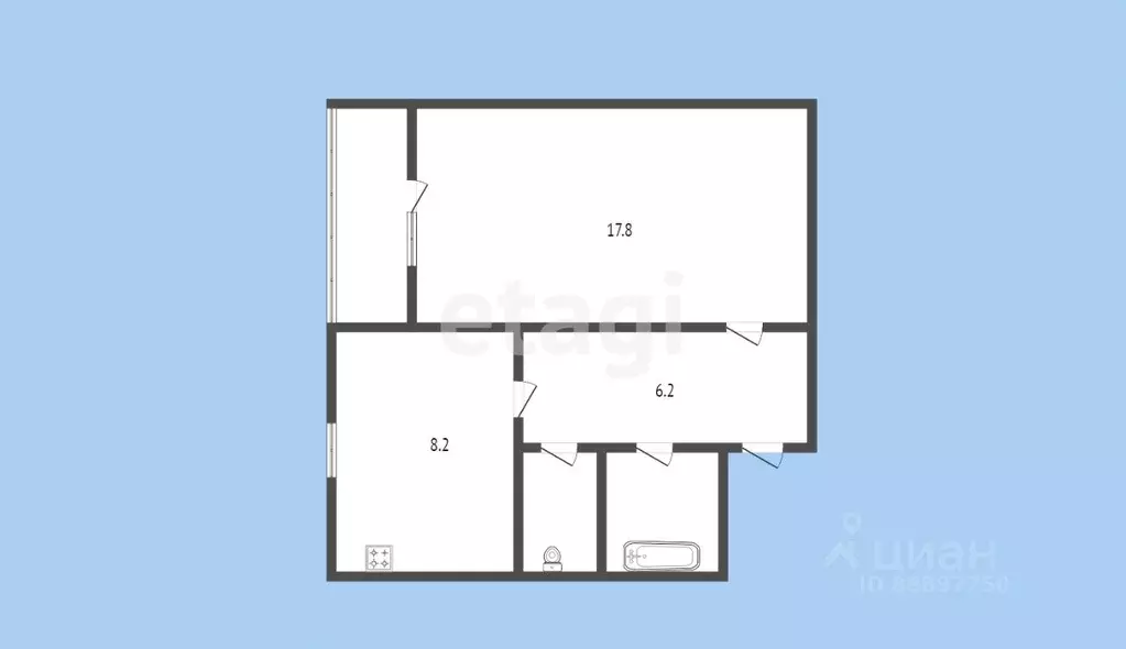 1-к кв. Карачаево-Черкесия, Черкесск Октябрьская ул., 354 (35.9 м) - Фото 1