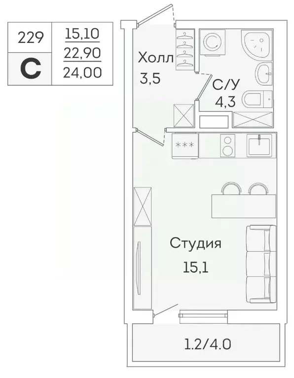 Студия Ленинградская область, Мурино Всеволожский район, ул. Графская, ... - Фото 1