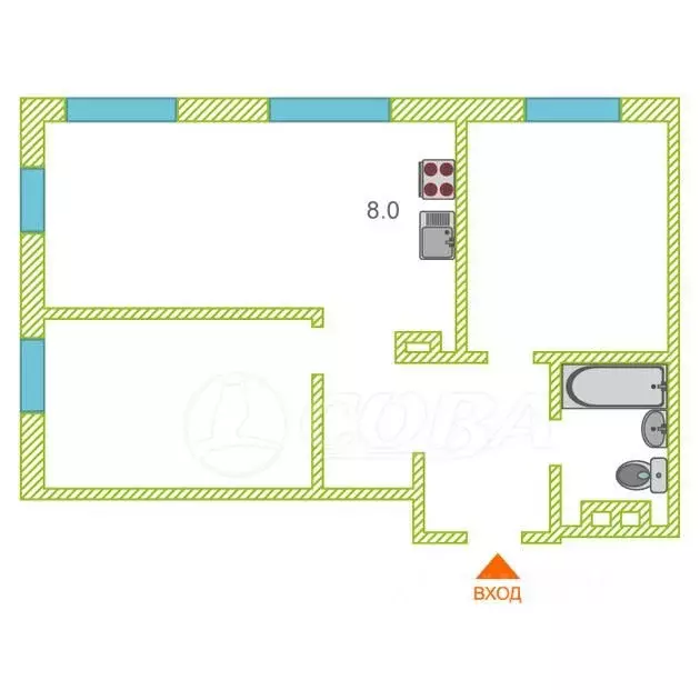 3-к кв. Тюменская область, Тюмень ул. Газовиков, 73к1 (59.1 м) - Фото 1