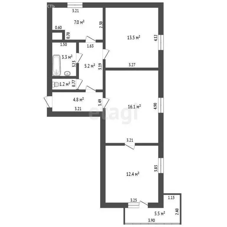 3-комнатная квартира: Ишим, улица Карла Маркса, 92 (60.1 м) - Фото 0