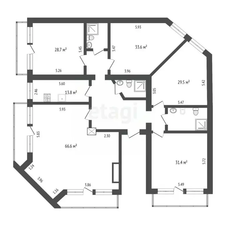 6-к кв. Ханты-Мансийский АО, Сургут ул. Восход, 2 (307.4 м) - Фото 1