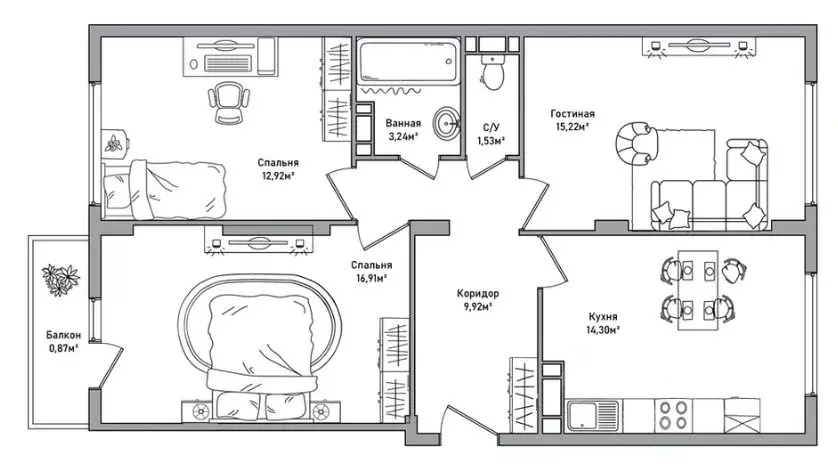 3-к кв. Ярославская область, Ярославль ул. Брагинская, 18к3 (75.0 м) - Фото 2
