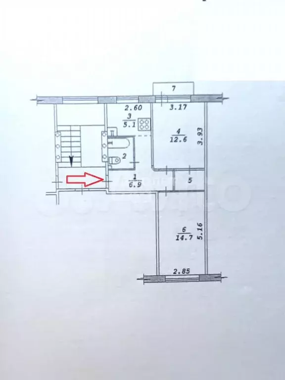 2-к. квартира, 44,6 м, 5/5 эт. - Фото 0