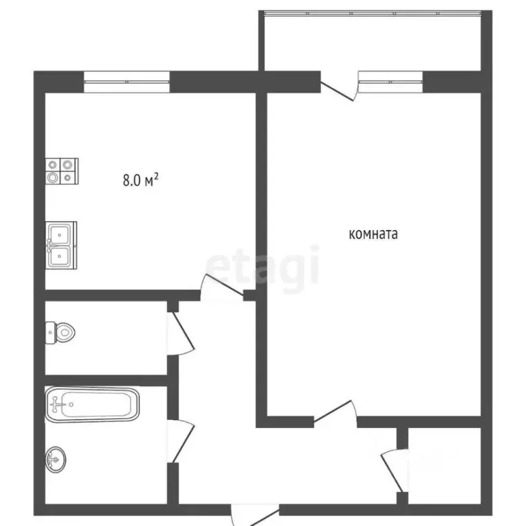 1-к кв. Ямало-Ненецкий АО, Ноябрьск ул. Владимира Высоцкого, 7 (39.5 ... - Фото 1