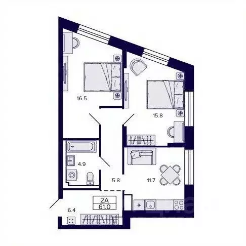 2-к кв. Хабаровский край, Хабаровск ул. Карла Маркса, 96/1 (61.08 м) - Фото 1