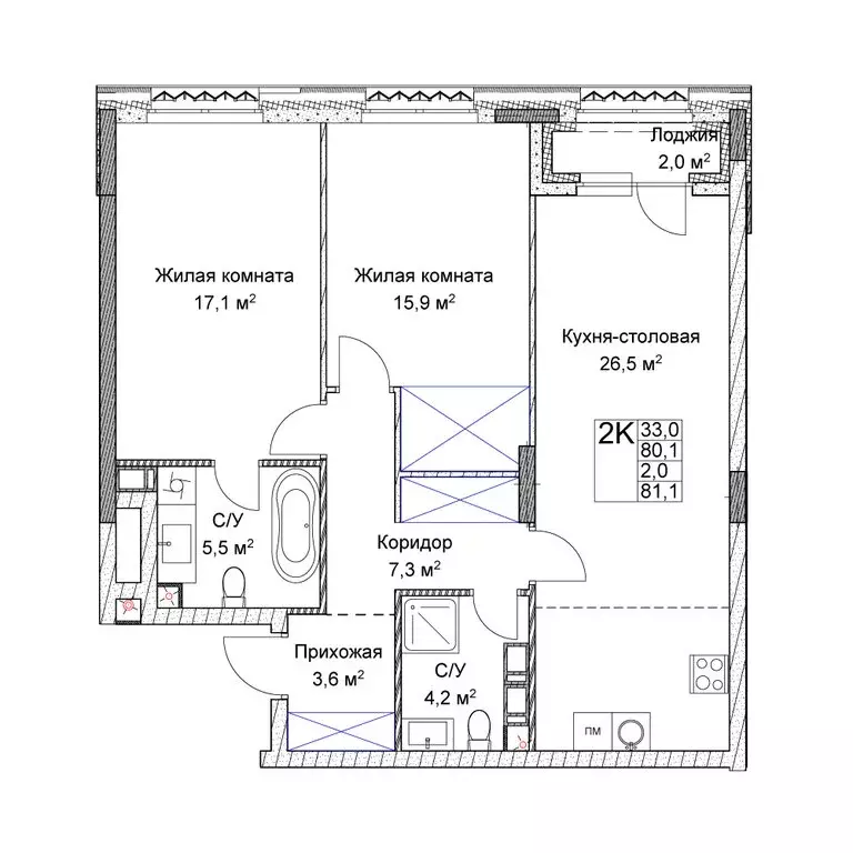 2-комнатная квартира: Нижний Новгород, Новая улица, 38 (80.1 м) - Фото 0