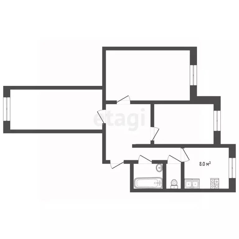 3-к кв. Ямало-Ненецкий АО, Новый Уренгой Мирный мкр, 3/6 (67.3 м) - Фото 2