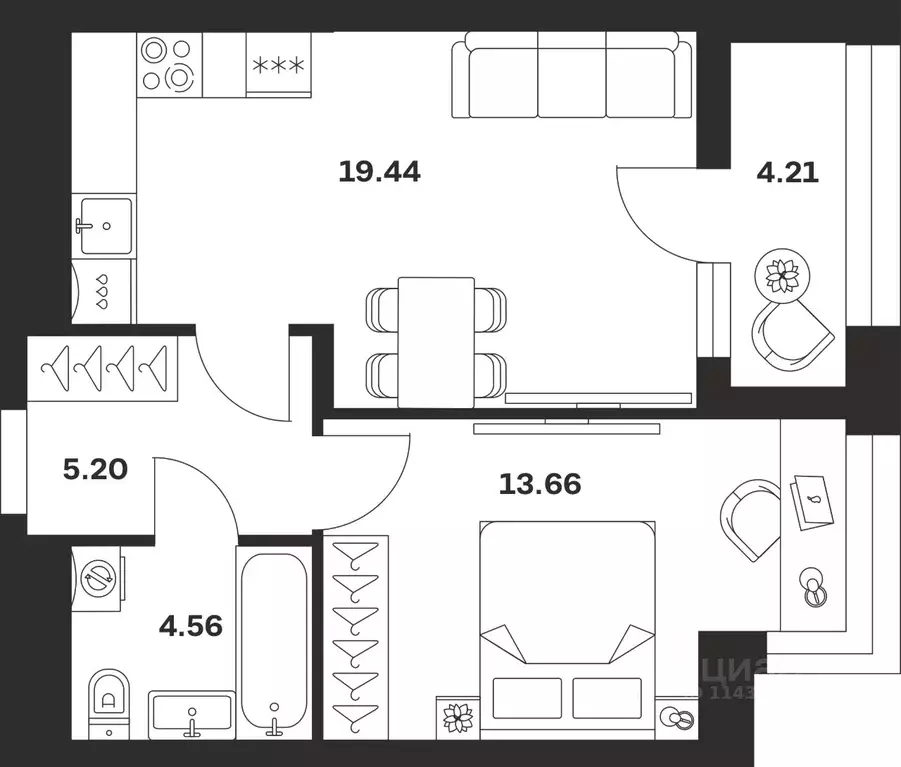 1-к кв. Тульская область, Тула городской округ, с. Осиновая Гора ул. ... - Фото 1
