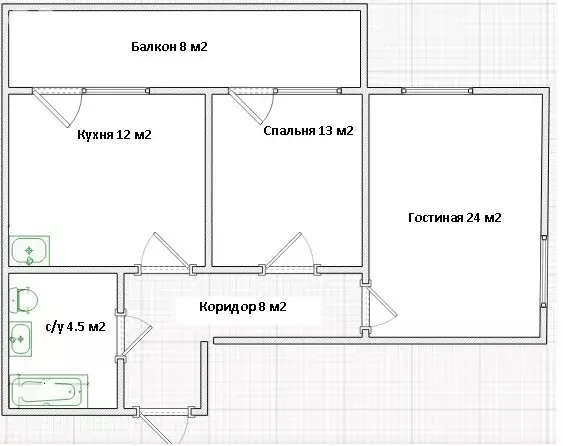 2-комнатная квартира: Красноярск, Прибойная улица, 37с4 (64 м) - Фото 0