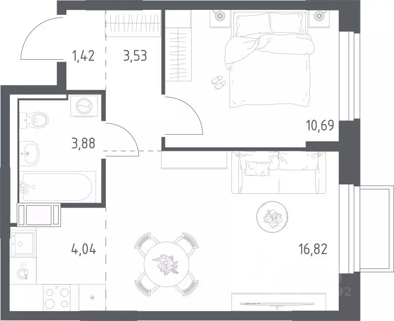 1-к кв. Московская область, Люберцы городской округ, Мирный пгт ... - Фото 1