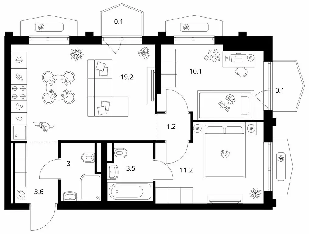 2-комнатная квартира: посёлок городского типа Боброво, ЖК Восточное ... - Фото 1
