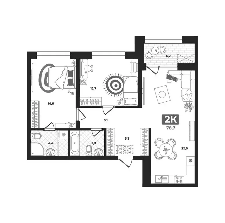 2-комнатная квартира: Тюмень, улица Братьев Бондаревых, 5 (76.8 м) - Фото 1