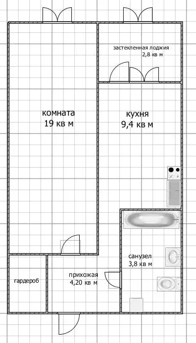 1-к кв. Башкортостан, Уфа Бакалинская ул., 33/1 (38.7 м) - Фото 1