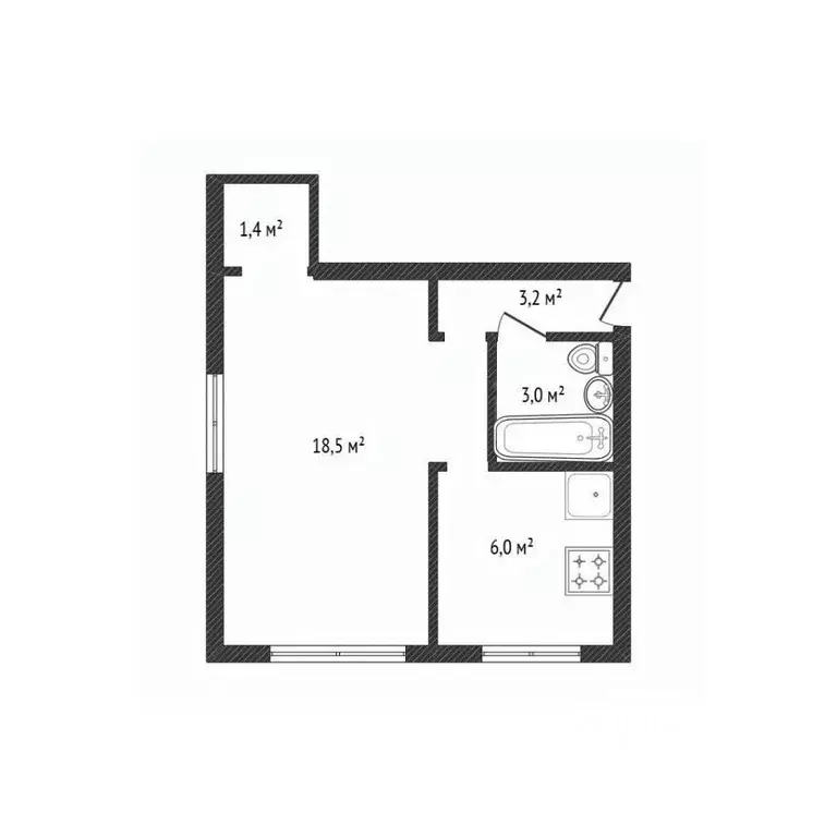 1-к кв. Брянская область, Брянск Клинцовская ул., 47 (32.1 м) - Фото 2