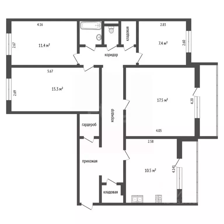 4-к кв. Ямало-Ненецкий АО, Ноябрьск ул. Владимира Высоцкого, 22 (101.0 ... - Фото 2