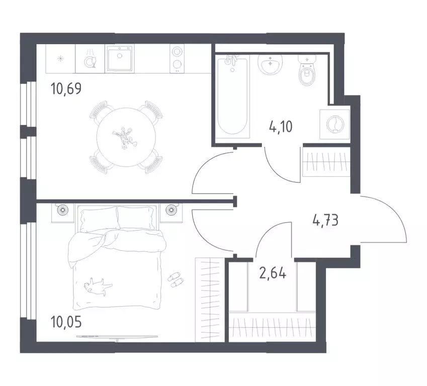 1-комнатная квартира: посёлок городского типа Мисайлово, микрорайон ... - Фото 1