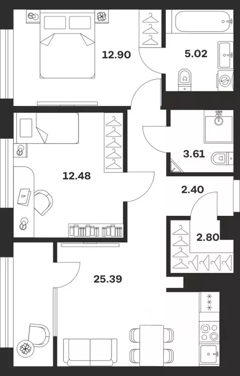 2-к кв. Тульская область, Тула Парк Патриот жилой комплекс (64.6 м) - Фото 1