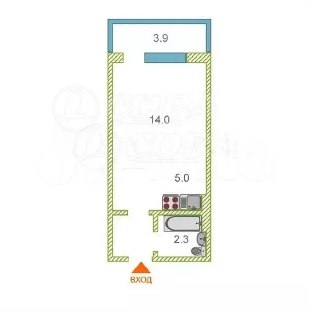 Квартира-студия, 24 м, 9/17 эт. - Фото 0