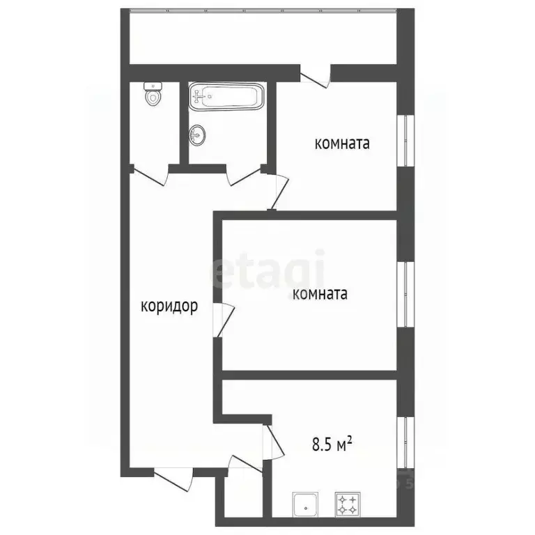 2-к кв. Ростовская область, Аксай ул. Вартанова, 22 (47.5 м) - Фото 1