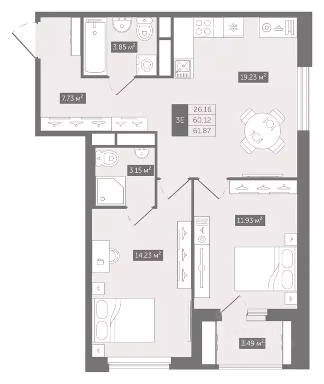 2-к кв. Ленинградская область, Всеволожский район, д. Новое Девяткино ... - Фото 1
