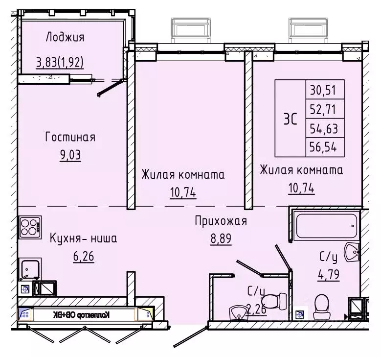 2-к кв. Ростовская область, Ростов-на-Дону ул. Текучева, 370/3 (53.96 ... - Фото 0