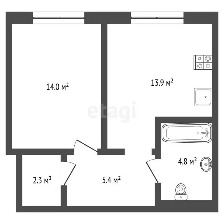 1-комнатная квартира: Тюмень, улица Республики, 204к11 (40.4 м) - Фото 1