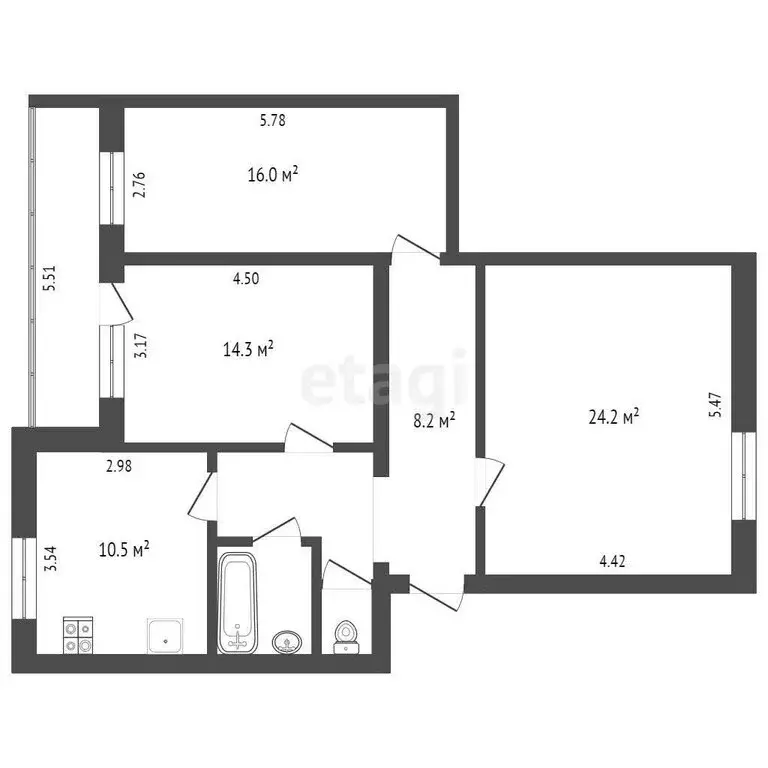 3-комнатная квартира: Вологда, Благовещенская улица, 65 (83 м) - Фото 1
