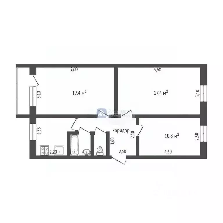 3-к кв. Тюменская область, Тюмень Одесская ул., 22 (62.1 м) - Фото 2