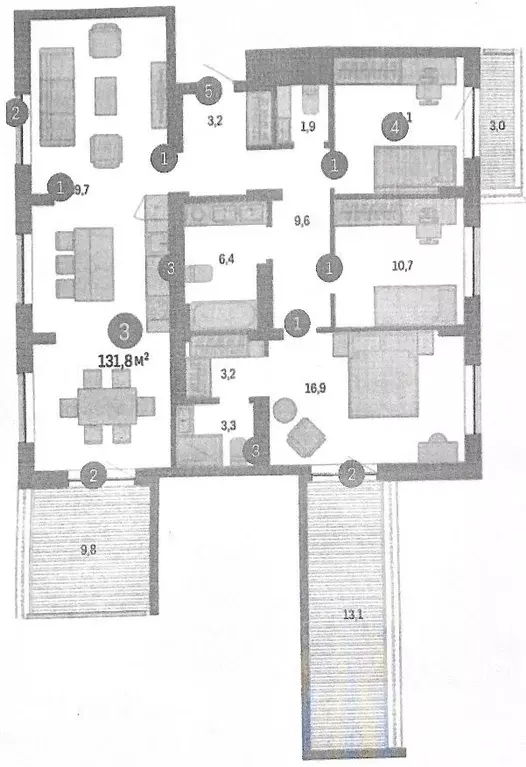 3-к кв. Тюменская область, Тюмень ул. Молодогвардейцев, 5к1 (131.0 м) - Фото 2